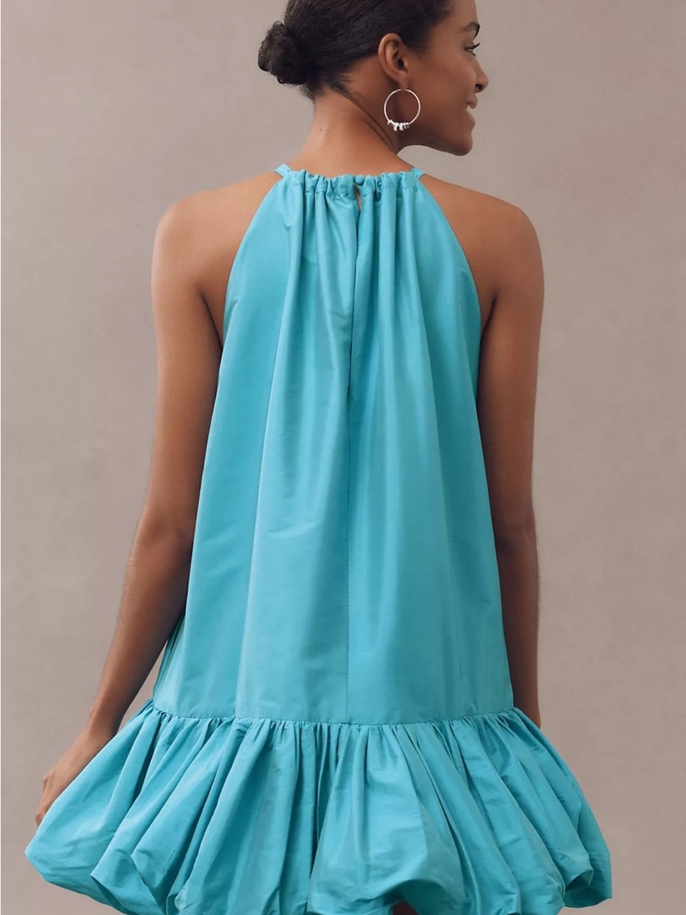 Phoebe High Neck Ruffle-Hem Swing Mini Dress BHDNL - Picture 3 of 3